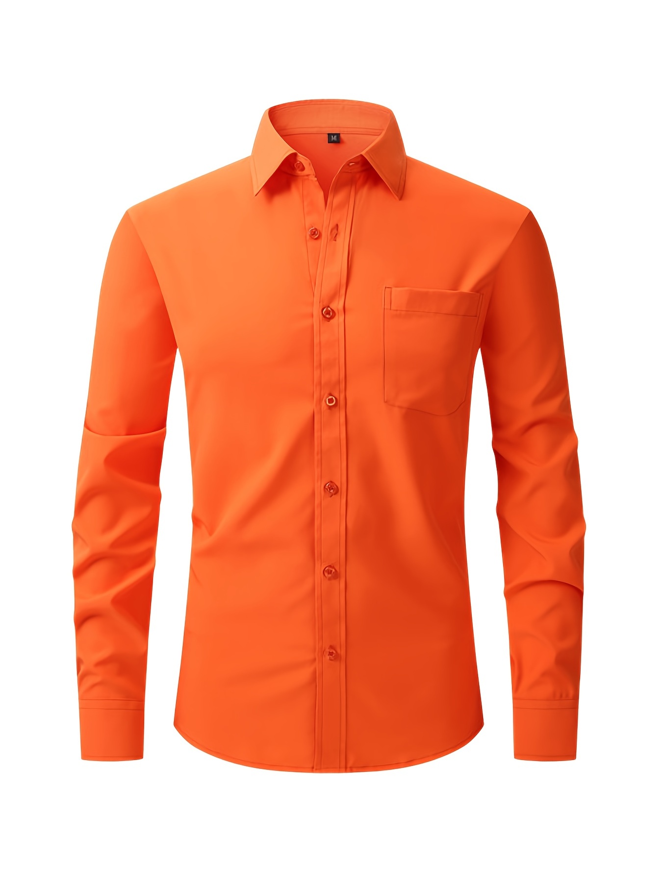 mens elegant turndown collar shirt male clothes with chest pocket for spring and summer business and formal occasions