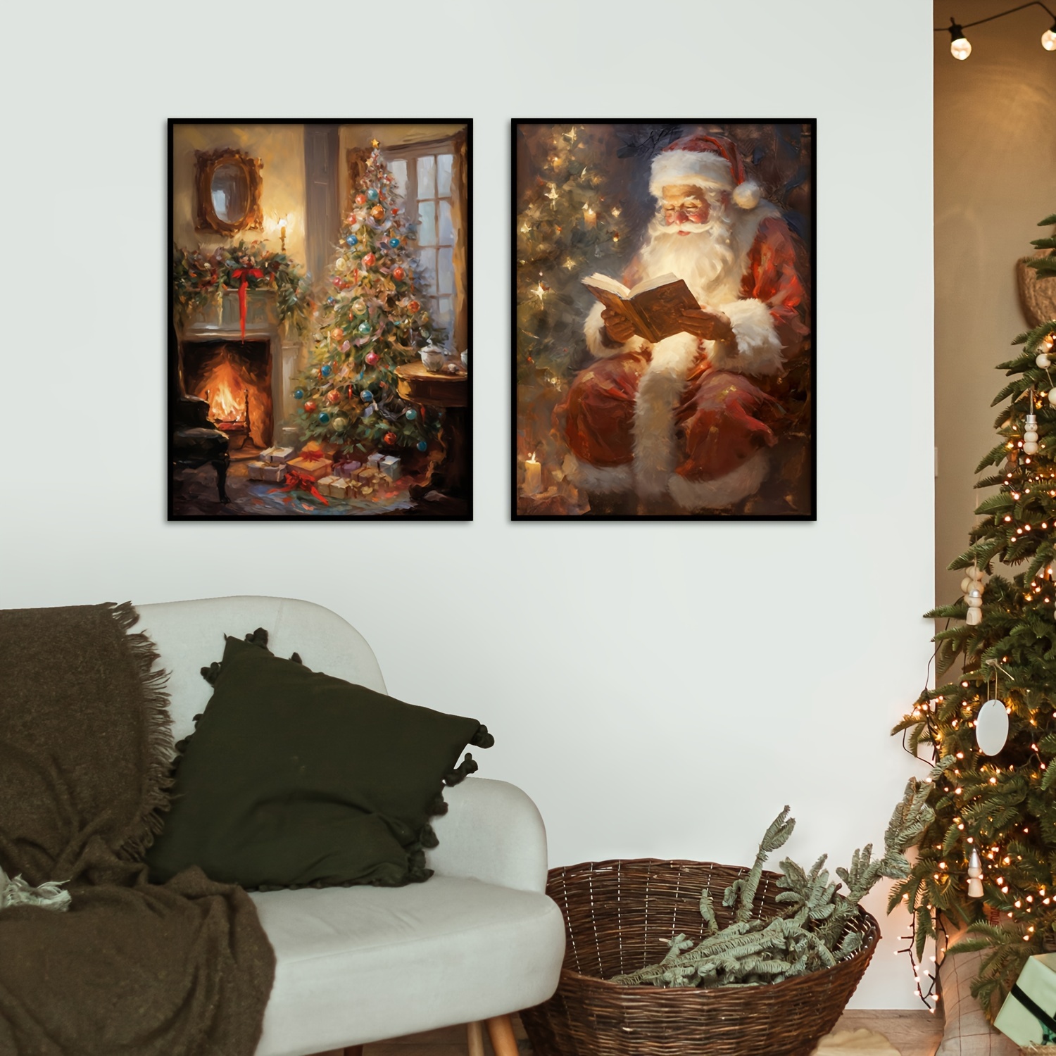 Christmas Decorations Canvas Wall Art Vintage Santa Winter - Temu