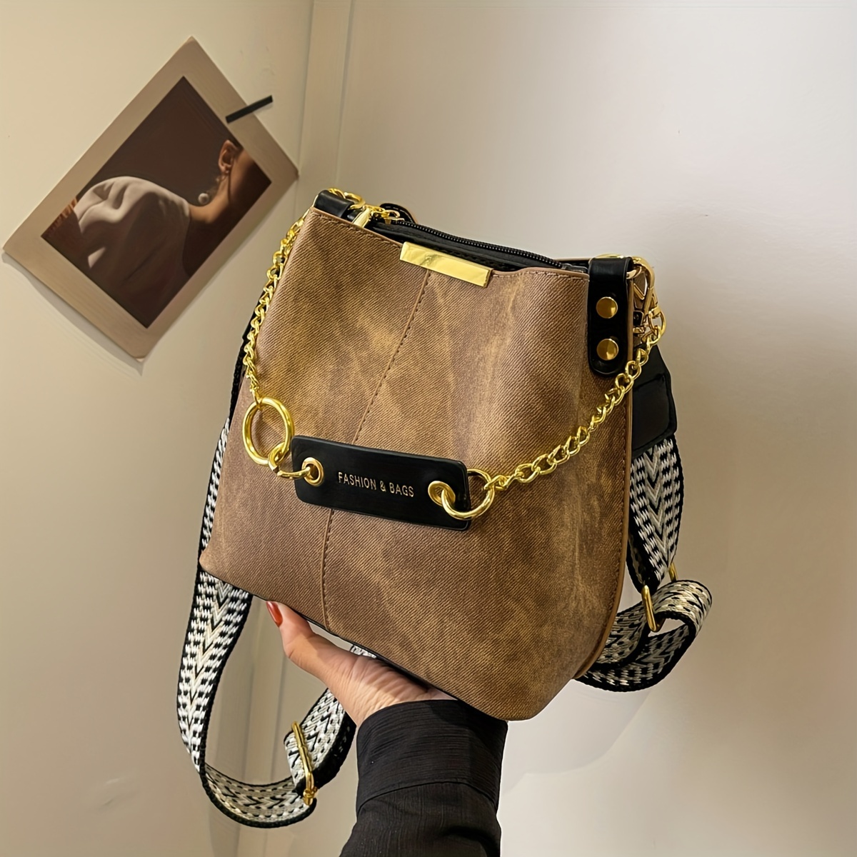 Retro Large Capacity Bucket Bag, Casual Chain All-match Crossbody Bag,  Perfect Shoulder Bag For Daily Use - Temu Philippines