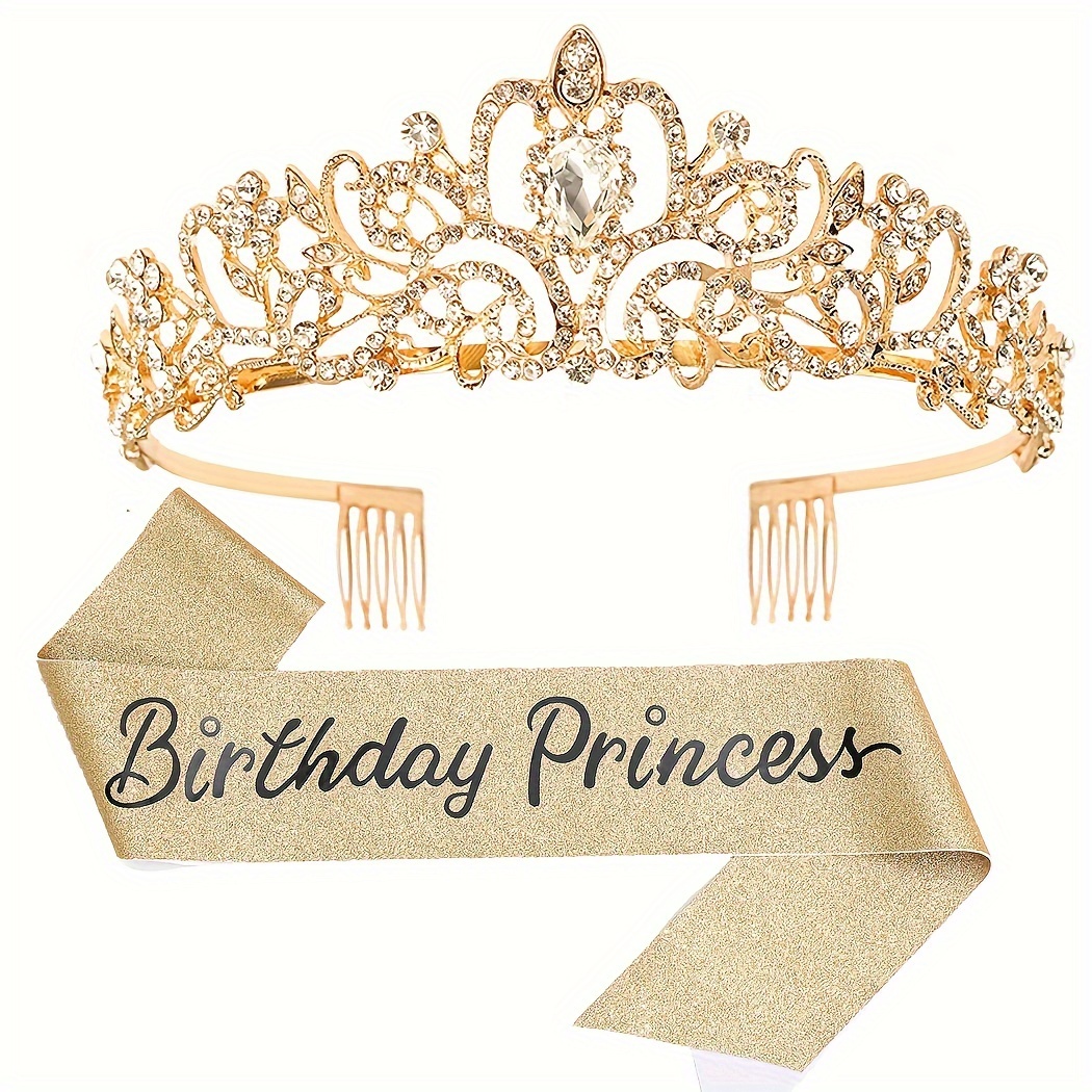 princess birthday dress set including birthday crown sash Temu United Kingdom