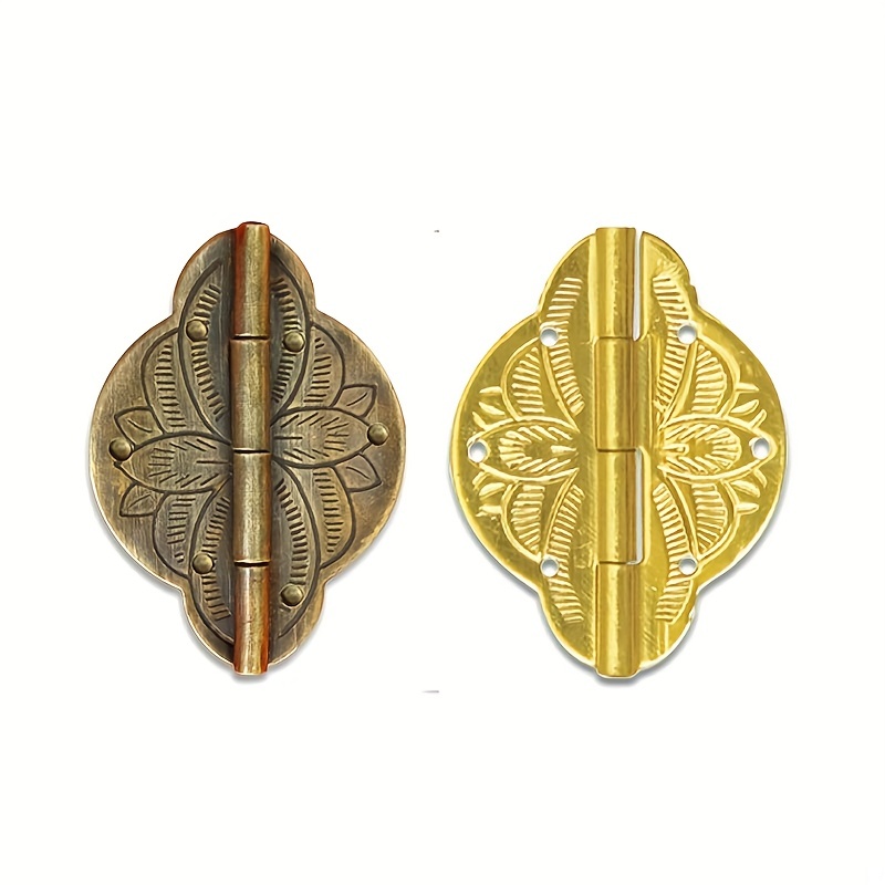 Vintage Hinges,Retro Butt Hinges,Door Hinges,Decorative Hinges,4Pcs Antique  Brass Small Hinges Furniture Cabinet Drawer Door Gift Box Jewelry Box Pure