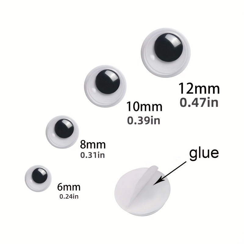 8mm 10mm Black Wiggle Googly Eyes With Self adhesive For - Temu
