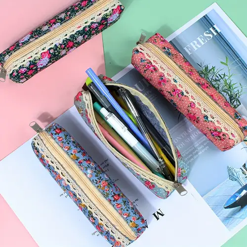 Pencil Case Stationery Pouch Zipper Bag Case Leather Small - Temu