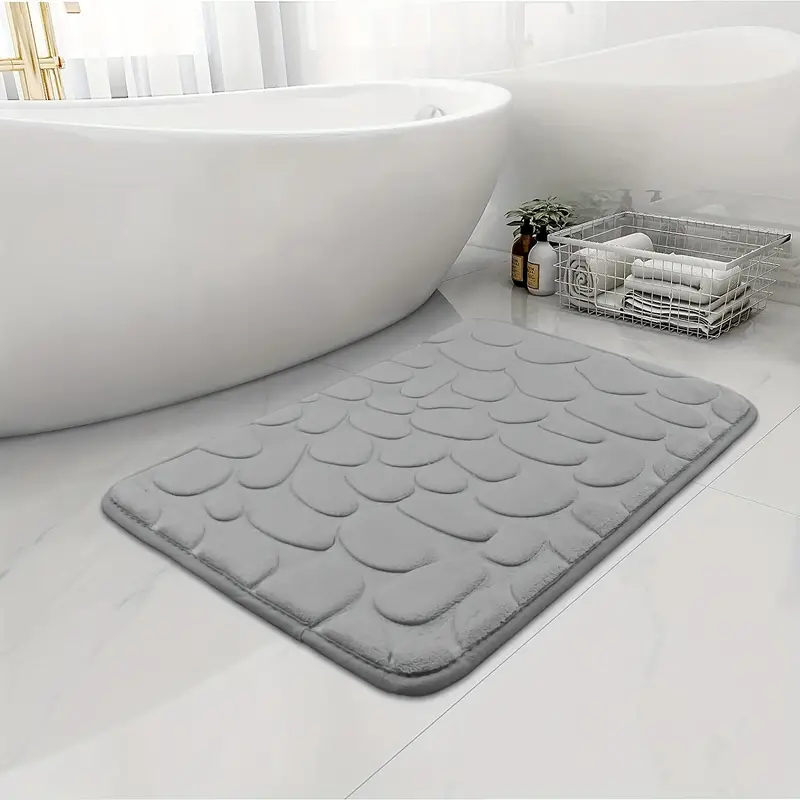 Cobblestone Embossed Bathroom Bath Mat Memory Foam - Temu