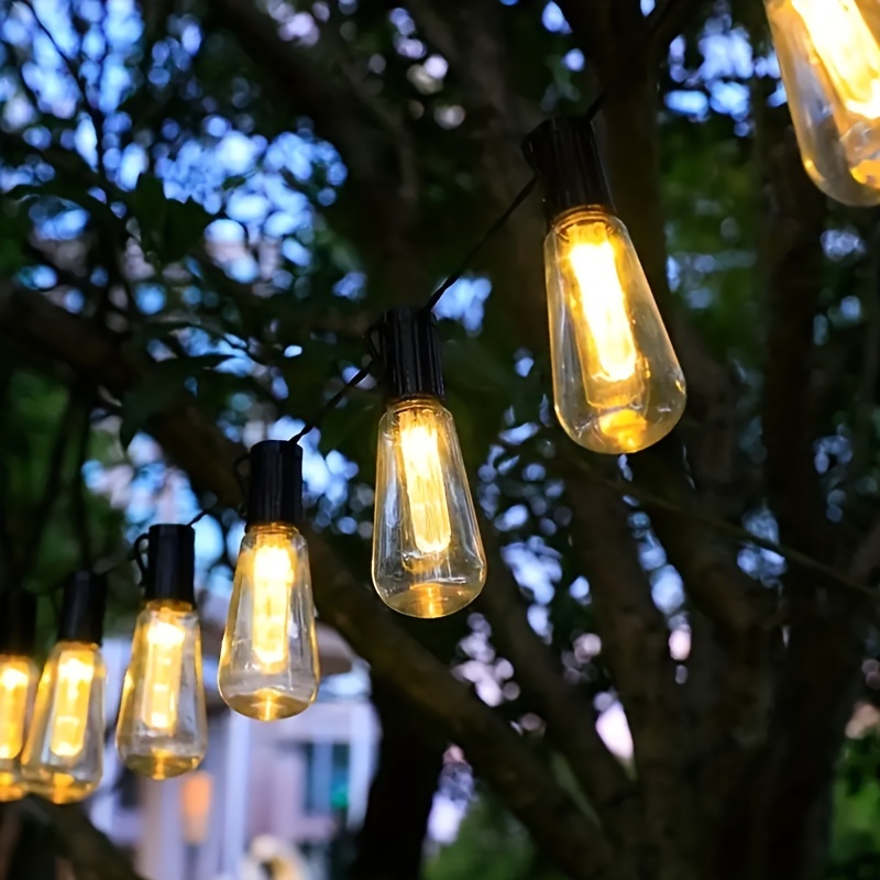 LED Solar Powered Vintage Edison Bulb String Lights Garden Outdoor