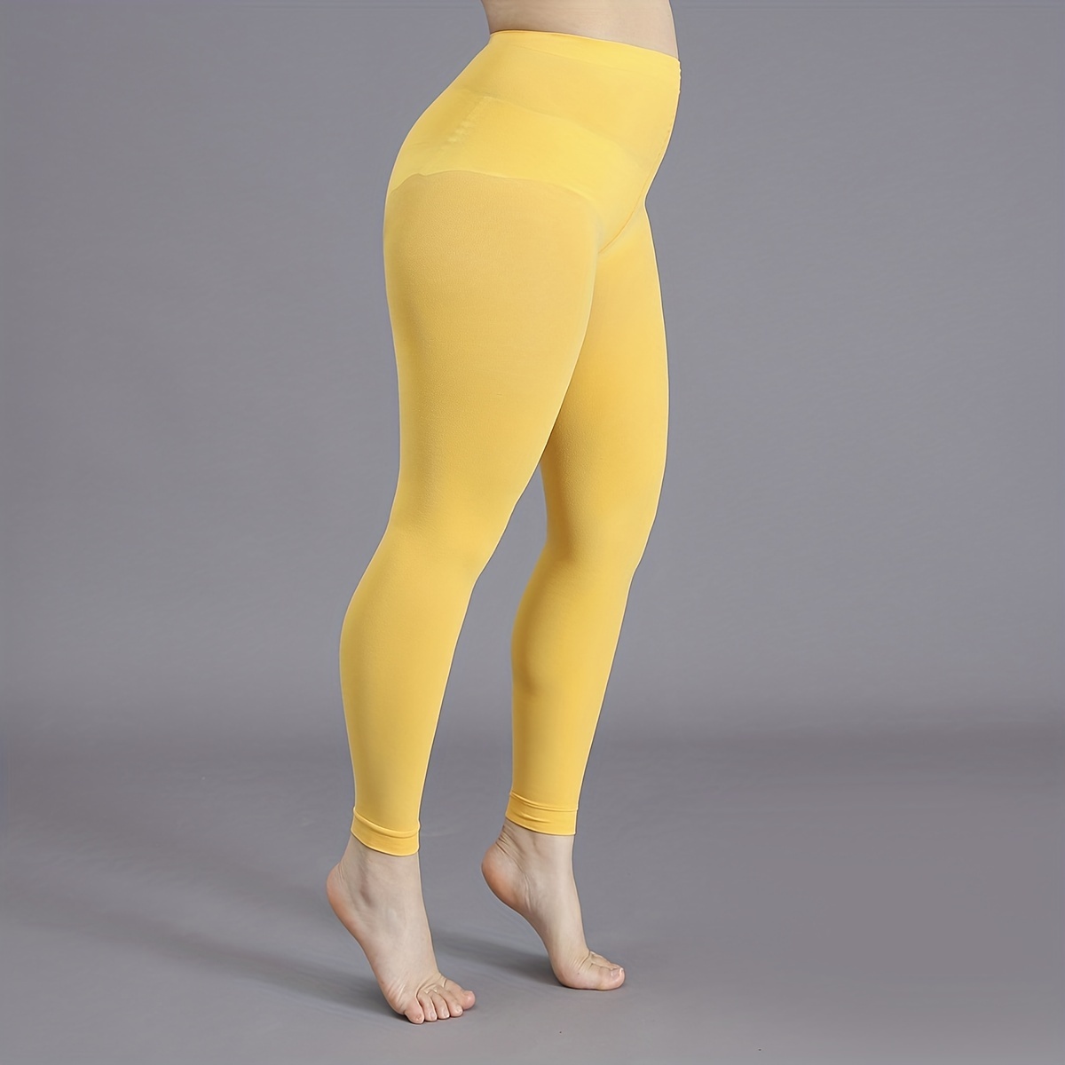 Plus Size Casual Leggings Stockings Women's Plus 100d Solid - Temu Canada