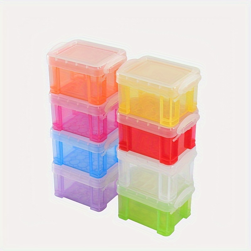petite boîte en plastique translucide, mini boîte de rangement de bureau,  boîte de rangement pour cosmétiques