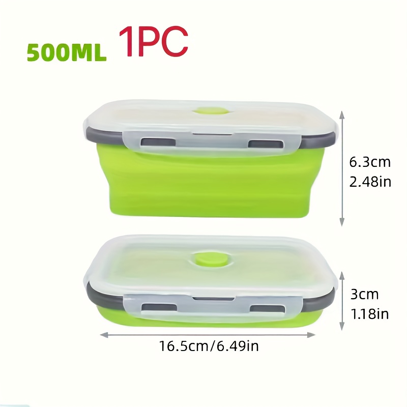 Portable Silicone Foldable Lunch Box Microwaveable Plastic Storage