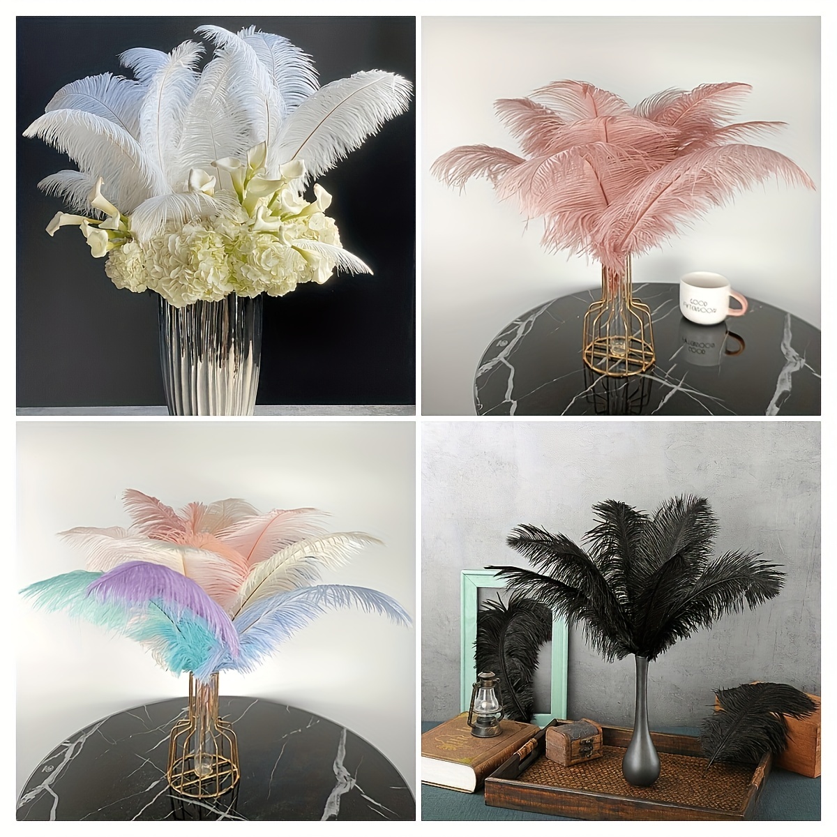 Natural Goose Feathers Flowers 25-30CM Table Vase Accessories