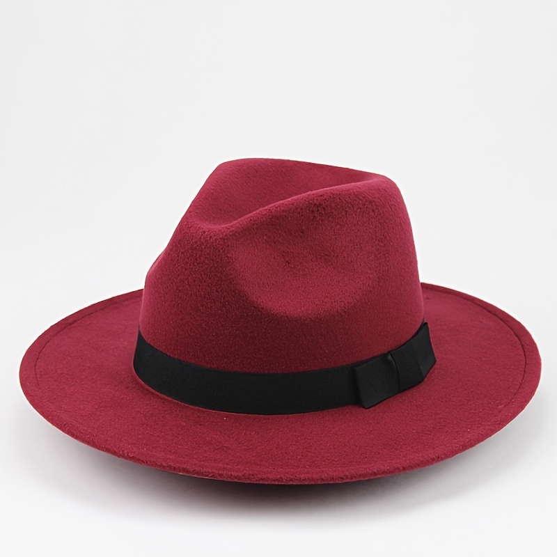 Wide Brim Fedora Hat Solid Color Women's Accessories Gift