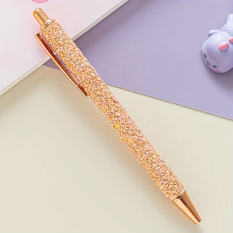 Metal Luxury Gold Silver Ballpoint Pens for Women, Cute School Supplies, Fancy Pens, Office Decor for Women, Size: 6.25 x 0.3 x 0.3, Beige