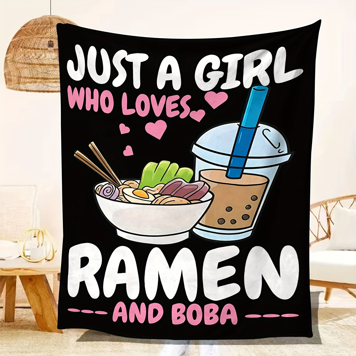 Ramen Milk Tea Print Blanket Soft Warm Throw Blanket Multi Temu