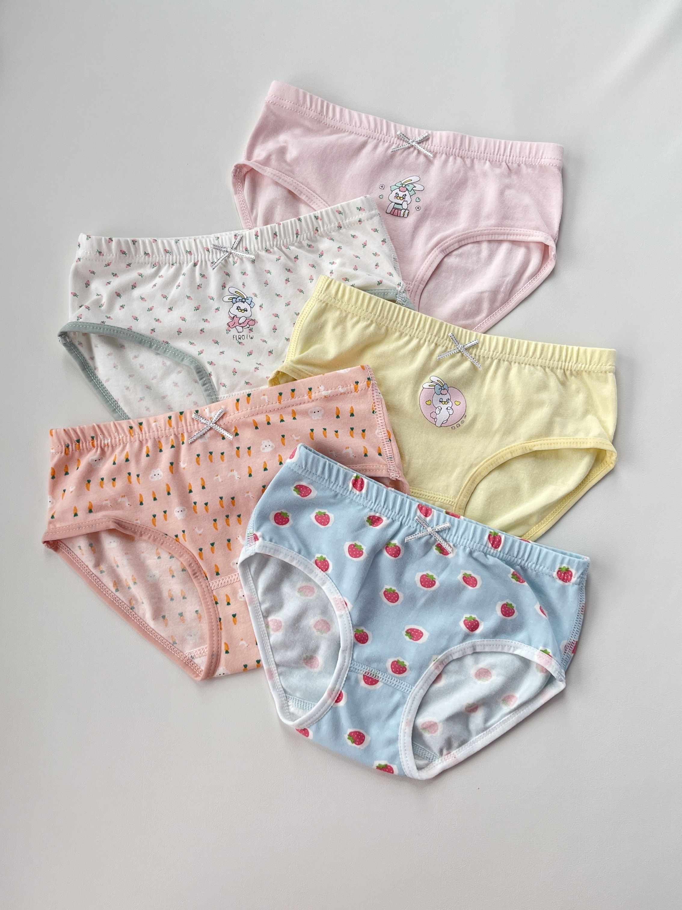 Girls Cotton Underwear 4-Pack Cute Bear Antibacterial Briefs Kids