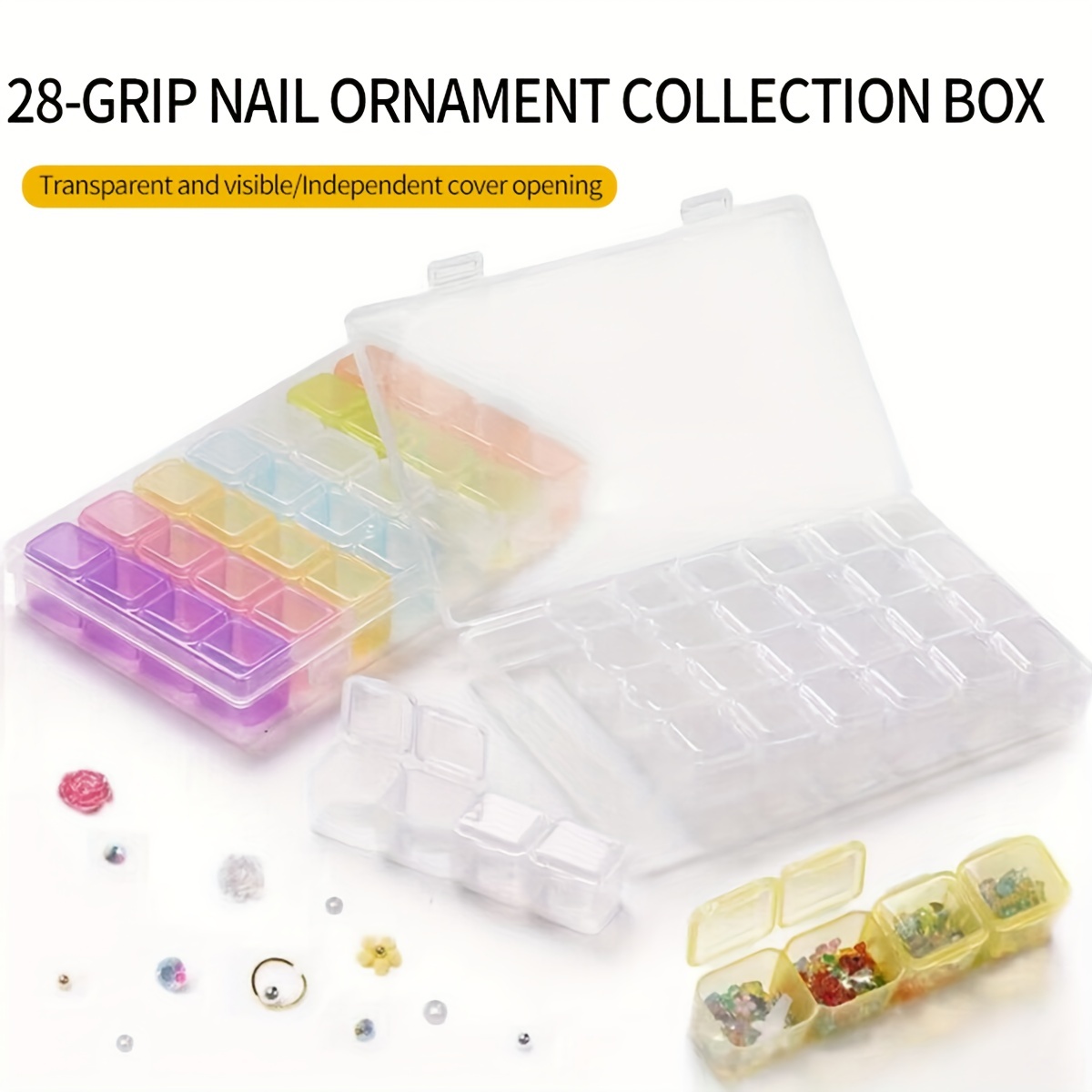 28 Slots Nail Art Glitter Rhinestone Storage Case Box Nails