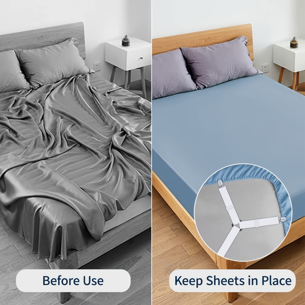 Bed Sheet Holder Straps - Adjustable Crisscross Clips Elastic Band Fitted  Bed