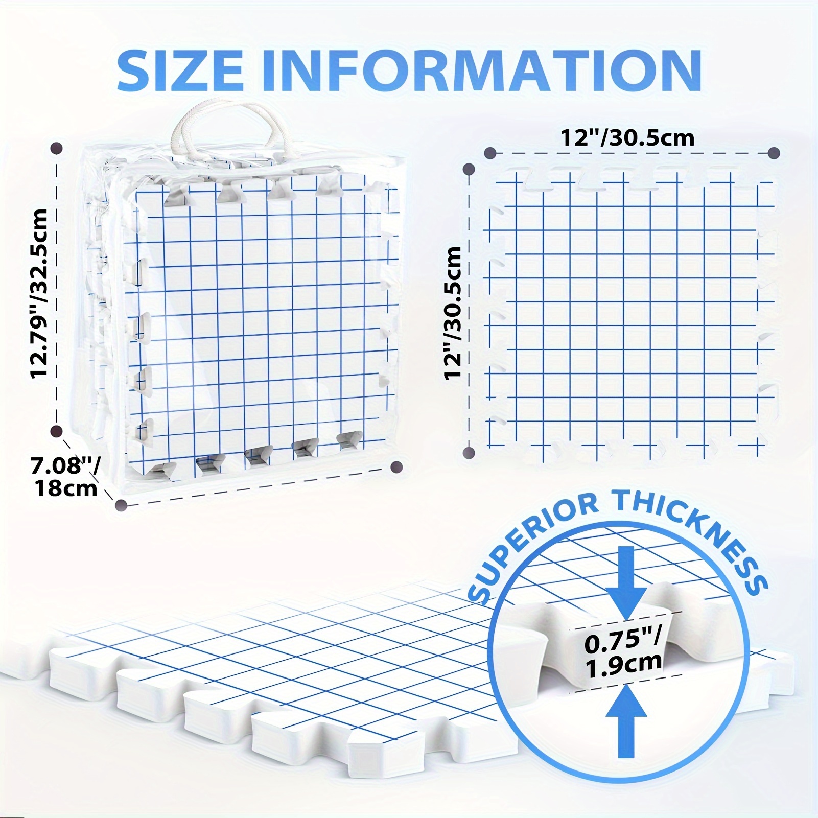 KnitIQ Blocking Mats for Knitting - Extra Thick Blocking Boards with Grids  with 100 T-pins 