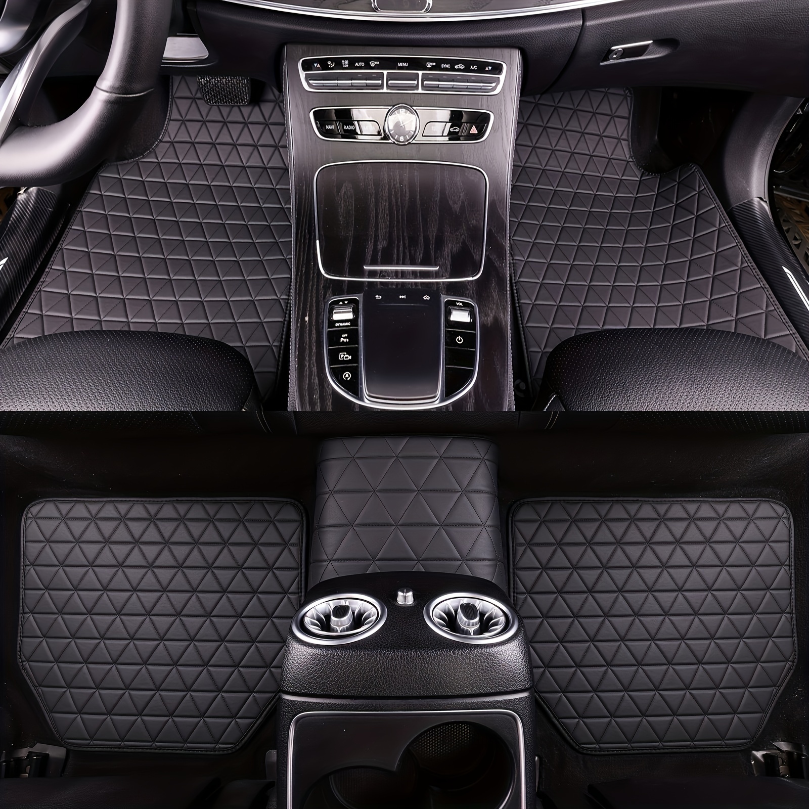 Car Floor Mats Waterproof Pu Leather Universal Car Mats - Temu