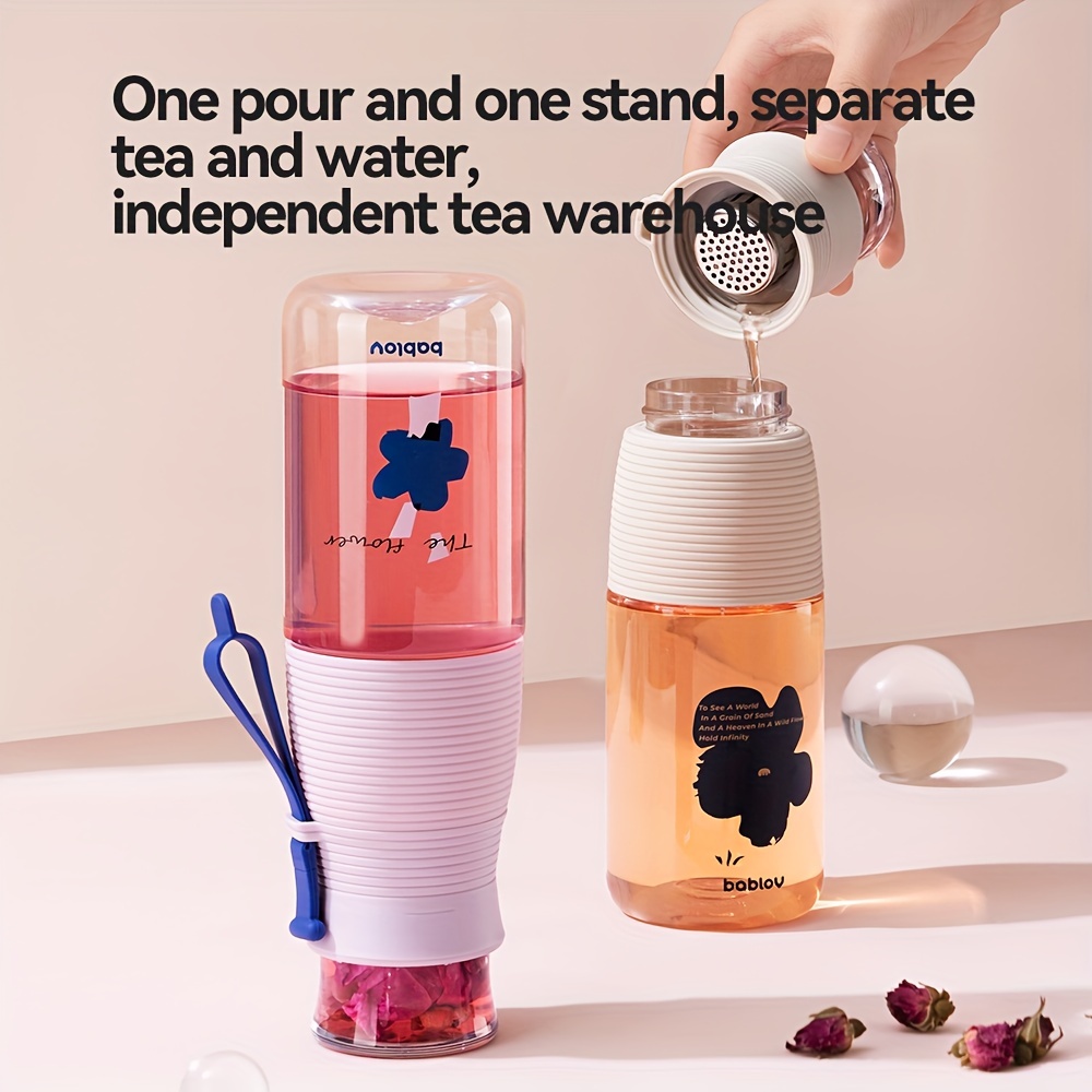 500ml Double-Walled Tea Separation Glass Water Bottle Tea Infuser w/  Strainer