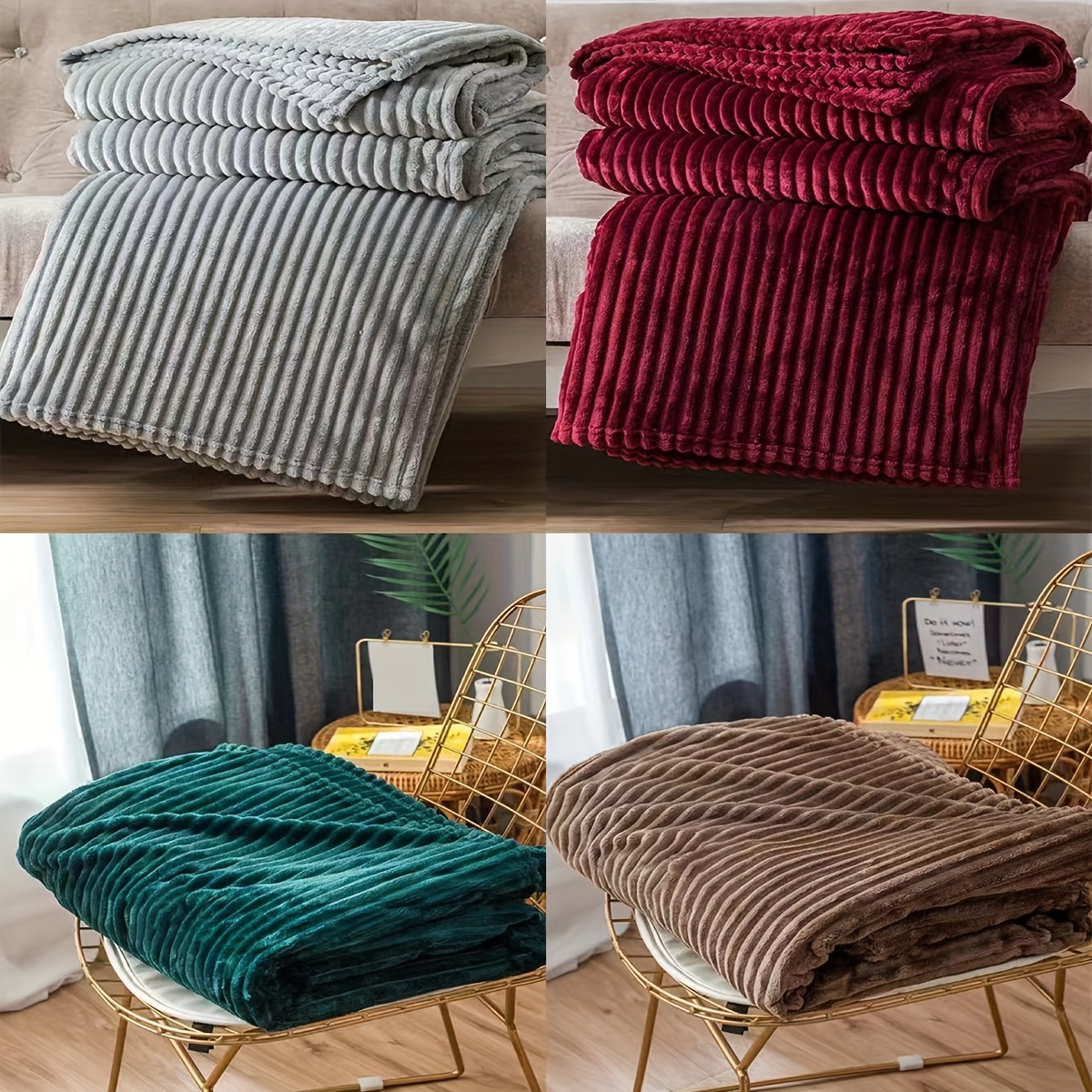 Solid Color Blanket Flannel Fleece Blanket Sofa Bed Office - Temu