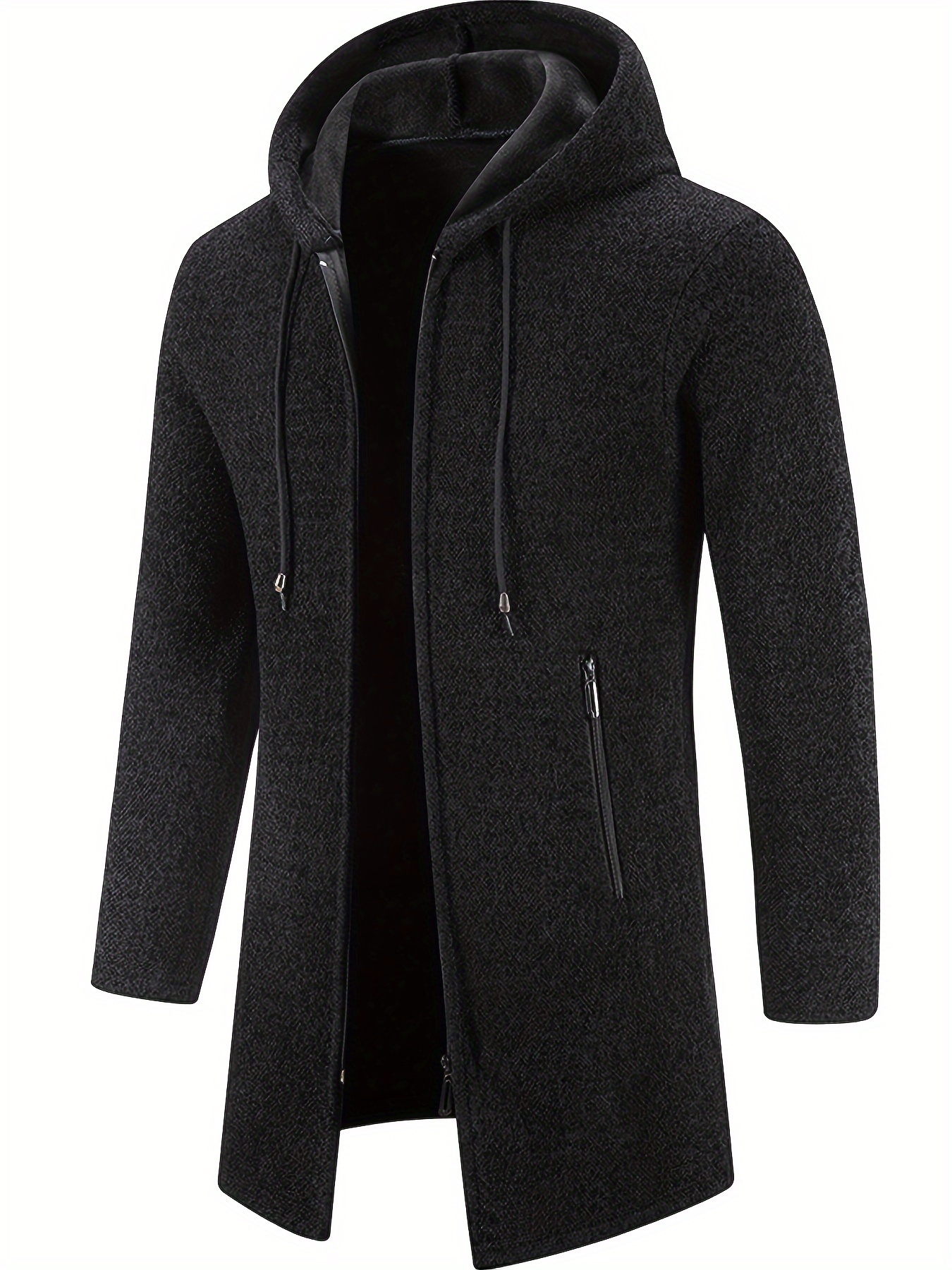 Chaqueta con capucha y cremallera completa para hombre, ropa de invierno  para exteriores, abrigos cálidos de manga larga con bolsillos
