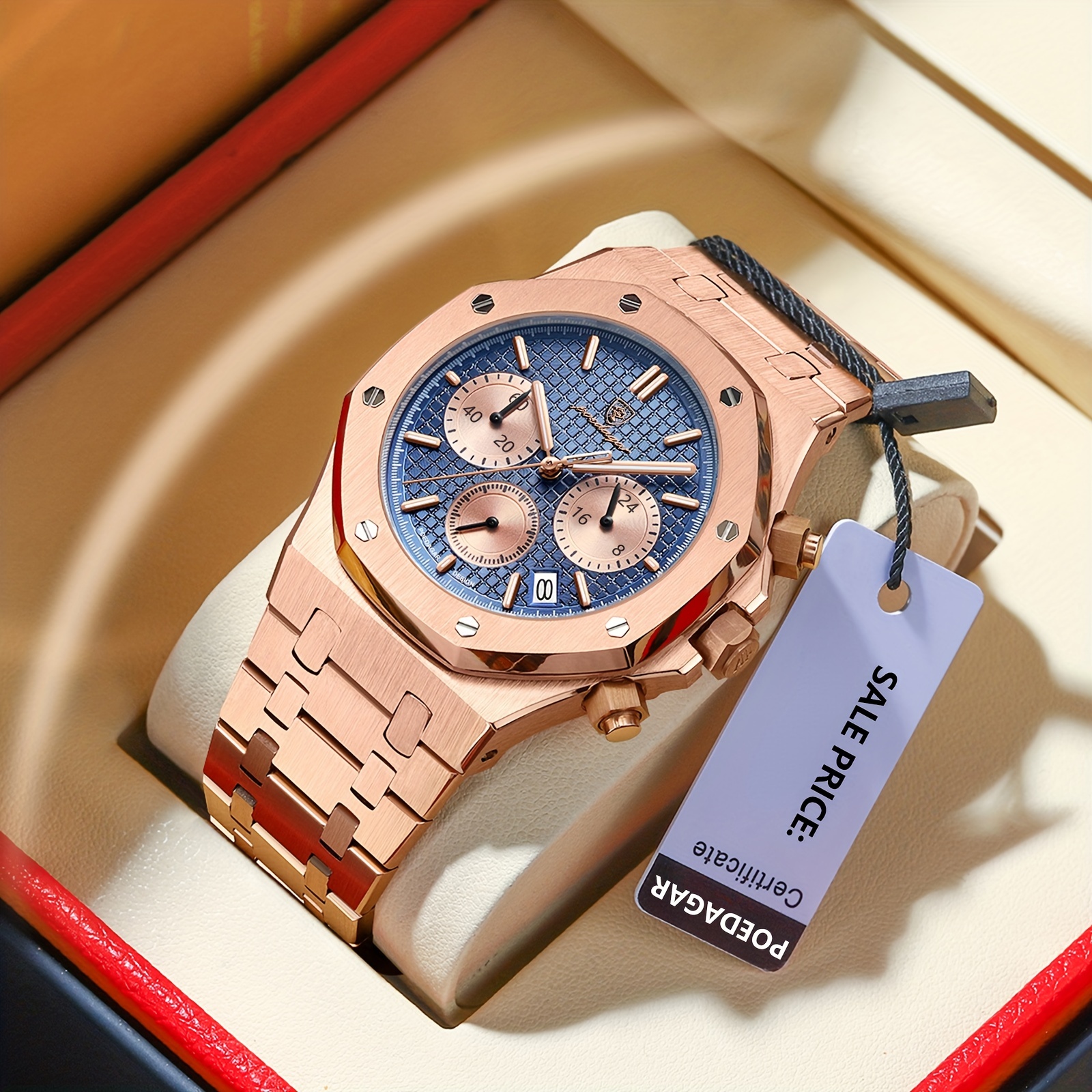 Golden Hour Fashion Business Relojes para hombre con cronógrafo, a prueba  de agua, de acero inoxidable, reloj de cuarzo con fecha automática