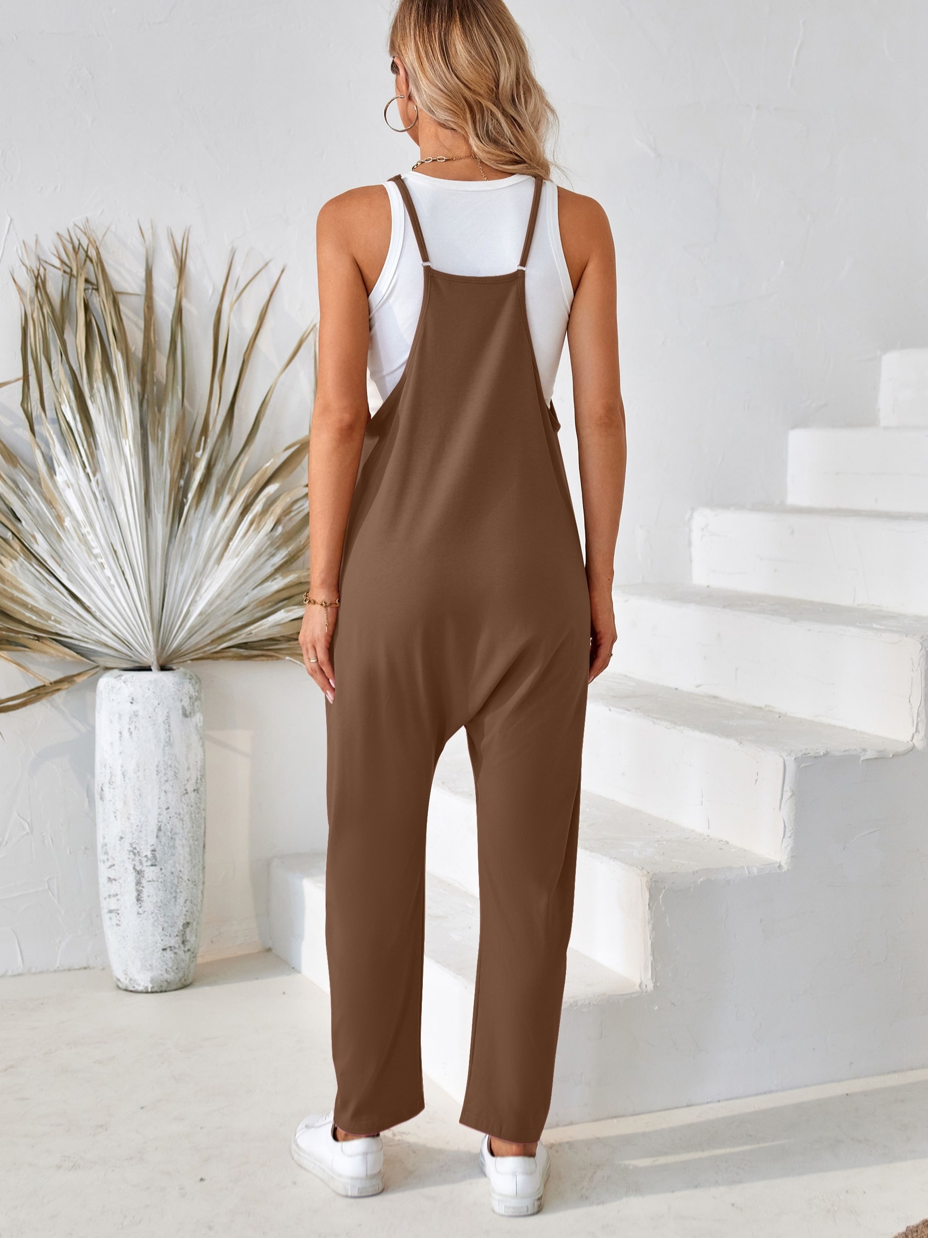 Loose Cami Jumpsuit Solid Casual Jumpsuit Summer Spring - Temu