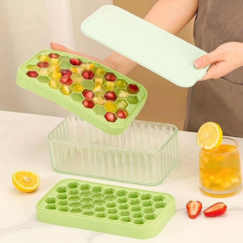 Ice Cube Tray Ice Cube Mold With Lid And Ice Box Handle Ice - Temu