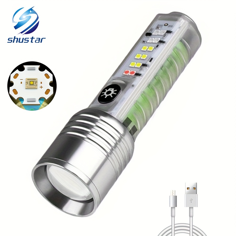 Lampe de poche d'extérieur Rechargeable par USB S11, Mini lampe de poche  puissante à aspiration