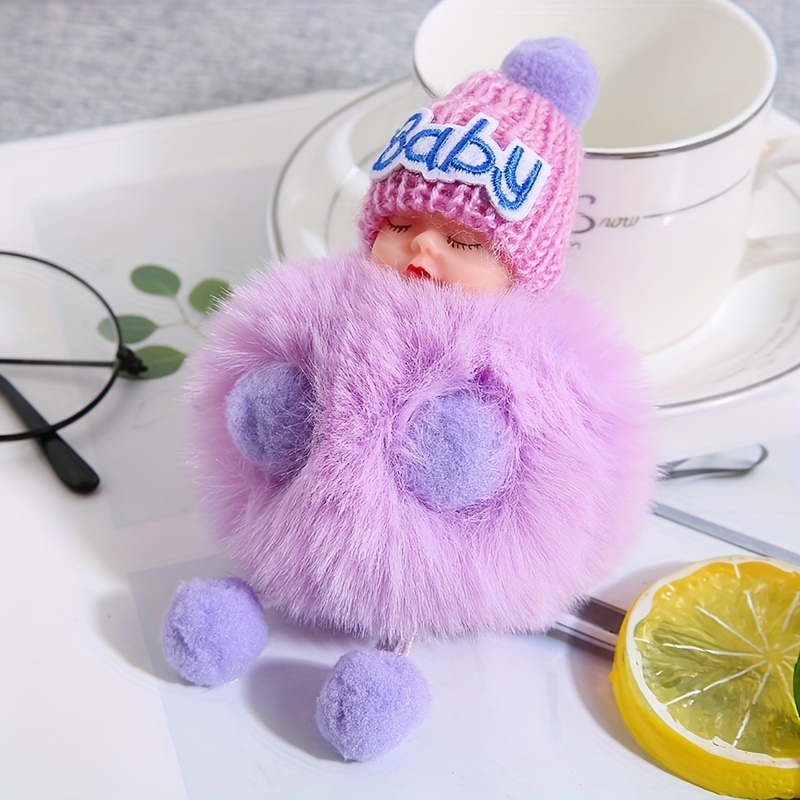 Pompom Key Chains Cute Doll Fluffy Ball Keychain For Car - Temu United  Kingdom