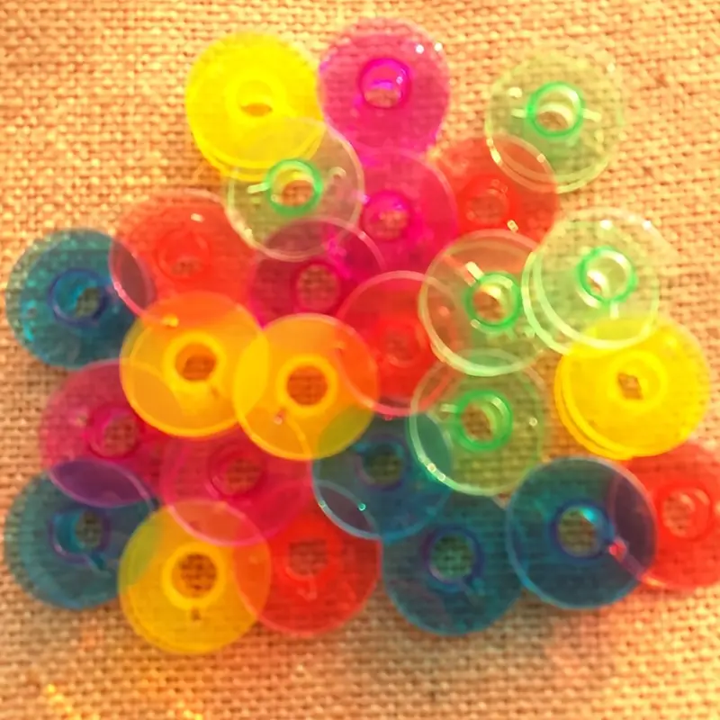10 bobinas de hilo para máquina de coser, plástico, transparente