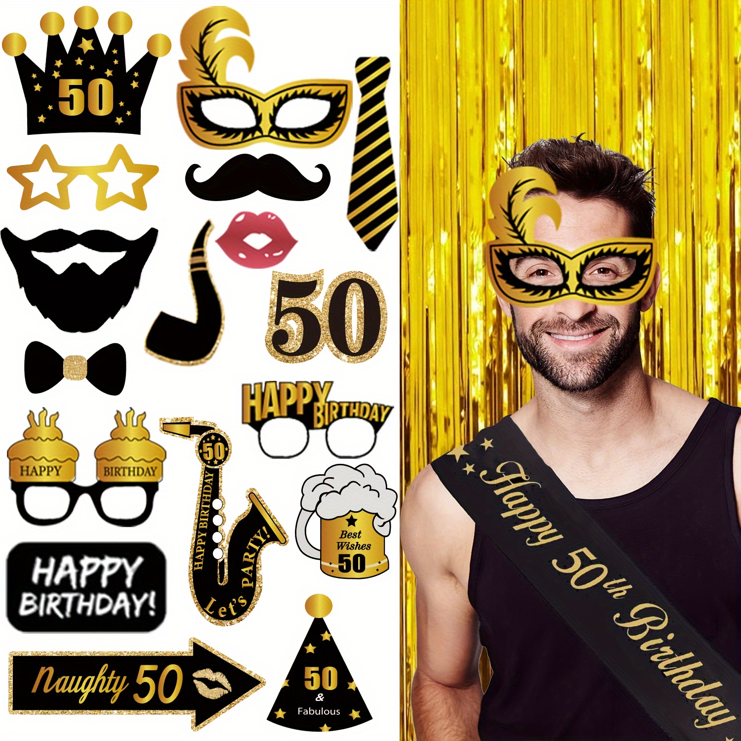 21 Anni Compleanno Cornice Selfie,Cornice per foto gonfiabile, Photo Booth  Compleanno Accessori, Puntelli Oro Nero Gonfiabile Cornici ​per Foto