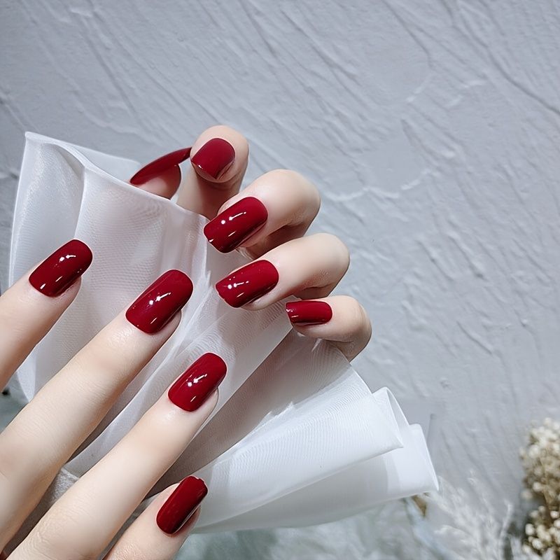 Press On Toenails Short Red Fake Toenails Design Square Toe Nails Acrylic  Artificial False Toenails For Women And Girls - Beauty & Personal Care -  Temu Canada