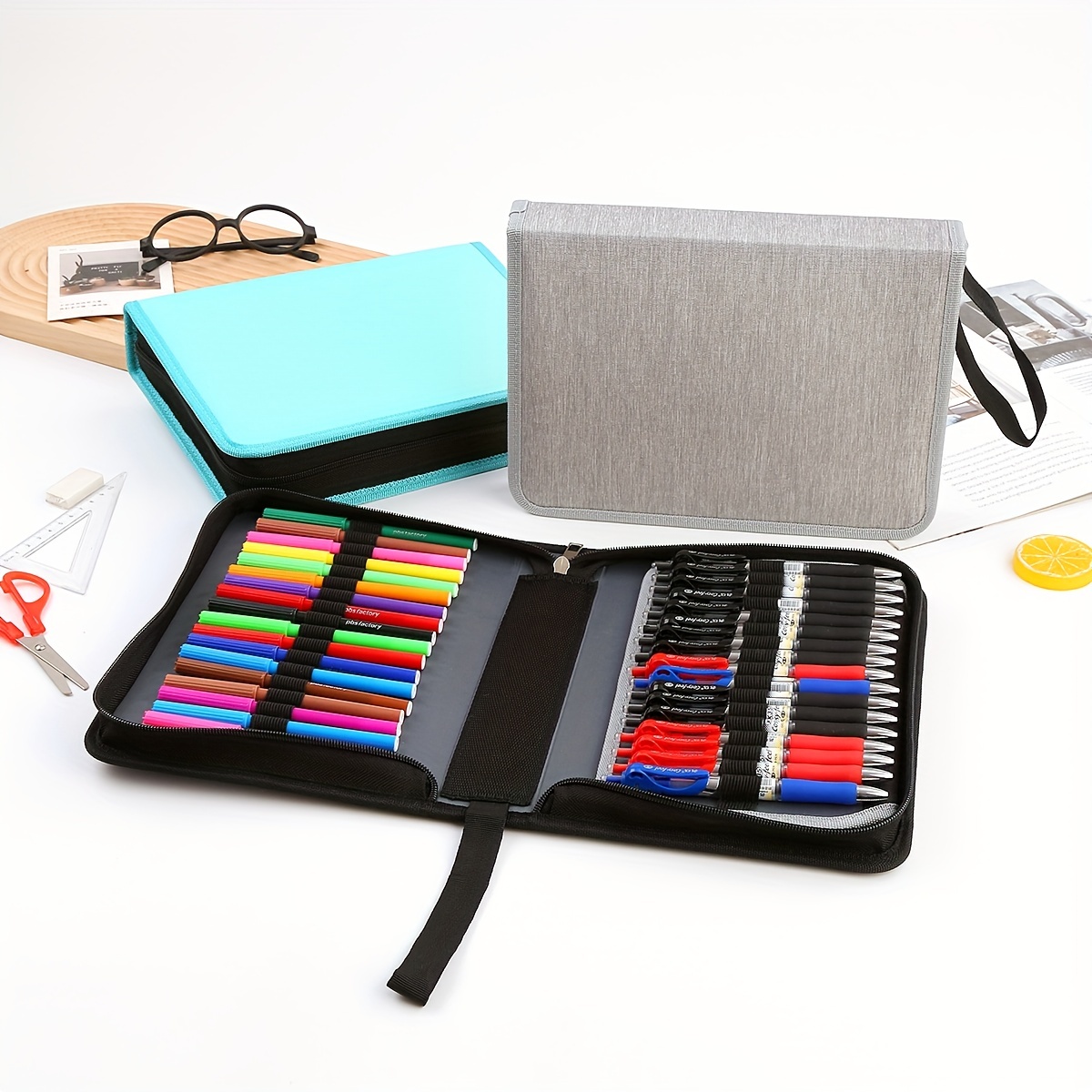 1pc High Capacity Unisex Pencil Case For Pen & Pencil & Stationery Storage