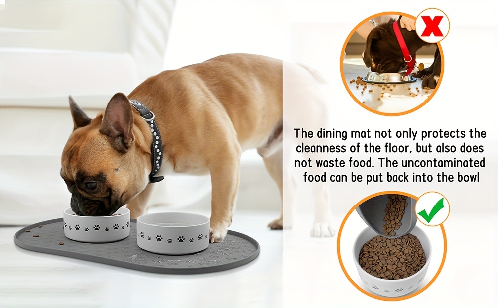Dog Food Mat with Tall Lip, Extra Large Dog Bowl Mat for Food and Water or  Fountain, Non Slip Waterproof Silicone Pet Food Mat for Dogs and Cats 