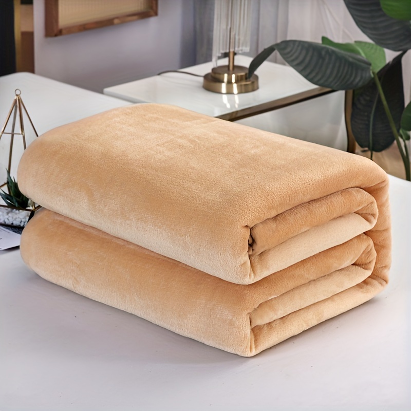 Solid Color Super Soft Thickened Fleece Blanket Bed Sheet Temu United