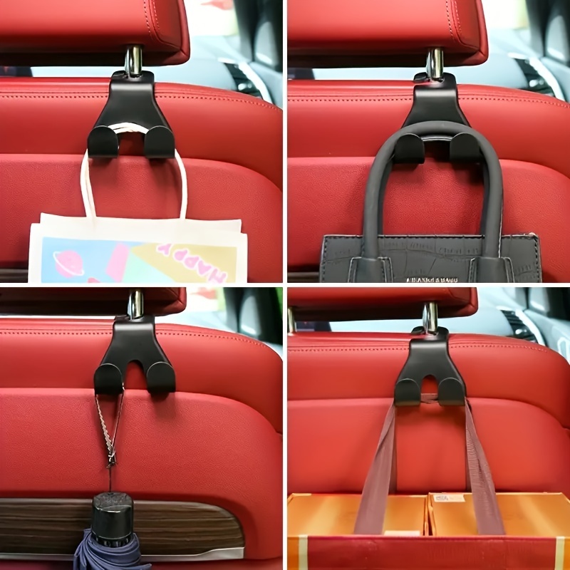 2pcs Car Back Seat Headrest Hooks With Double Hooks For Hanging