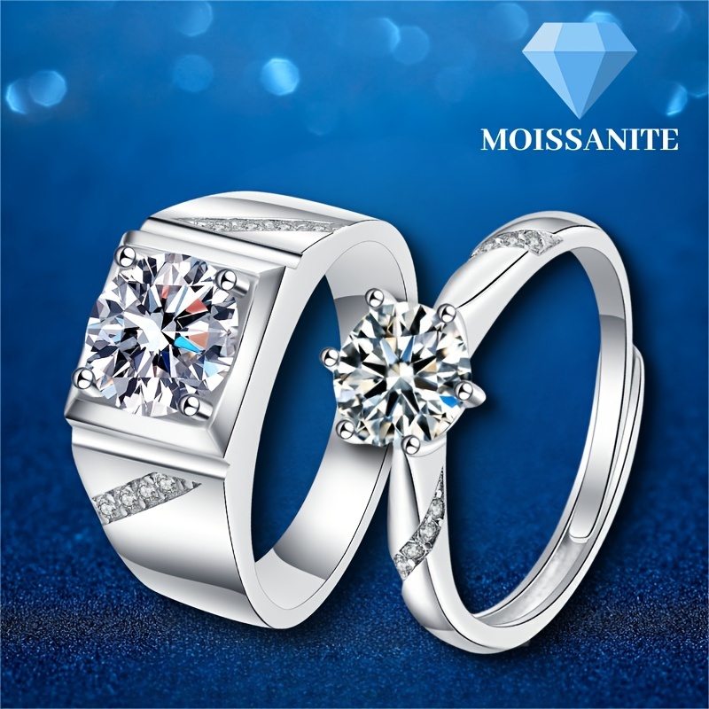 2pcs Couple Princess Square Diamond Set Ring, Fashion Luxury Engagement  Wedding Jewelry For Women