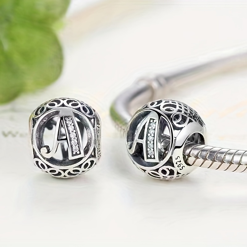 Shiny Round Creative Alphabet U To Z 26 Letter Charms Beads