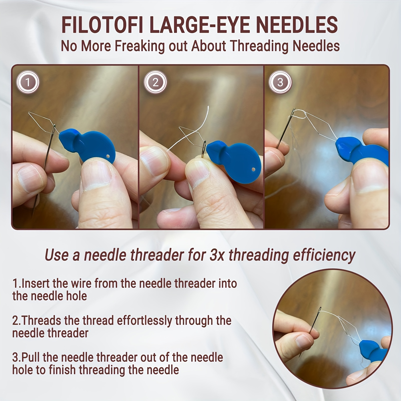 Metal Needle Threader | For threading small and big embroidery needles