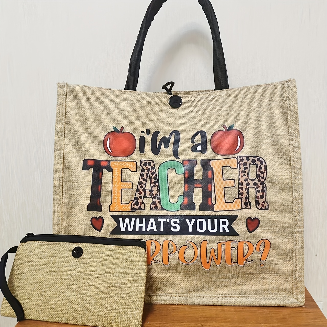 Personalized Teacher Canvas Totes, Custom Teacher Gift Bags