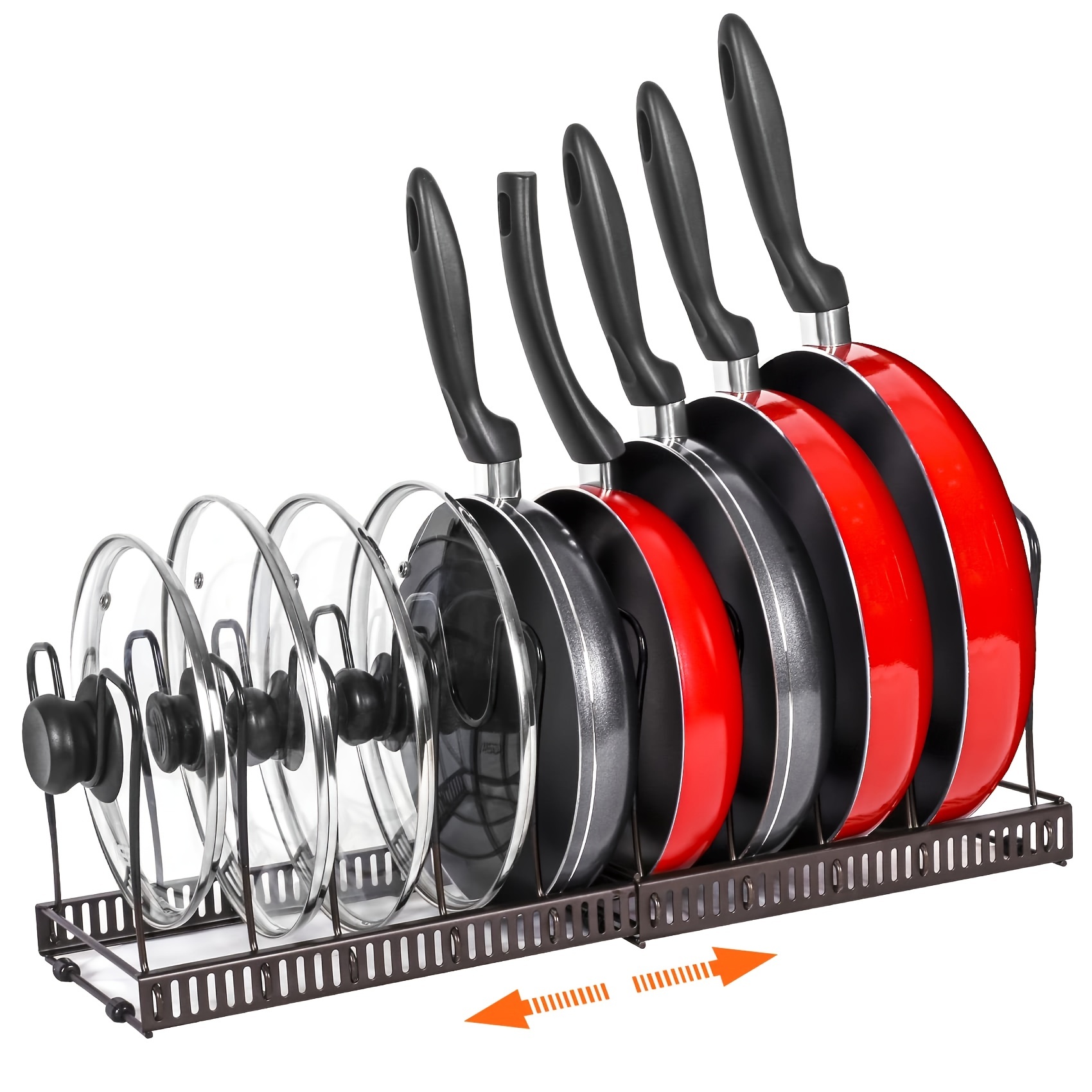 

1 Set Pot Rack, 10 Adjustable Dividers Pots And Pans Organizers, Expandable Pots Lid Holder, Kitchen Cabinet Pantry Bakeware Organizer And Storage, Kitchen Accessories