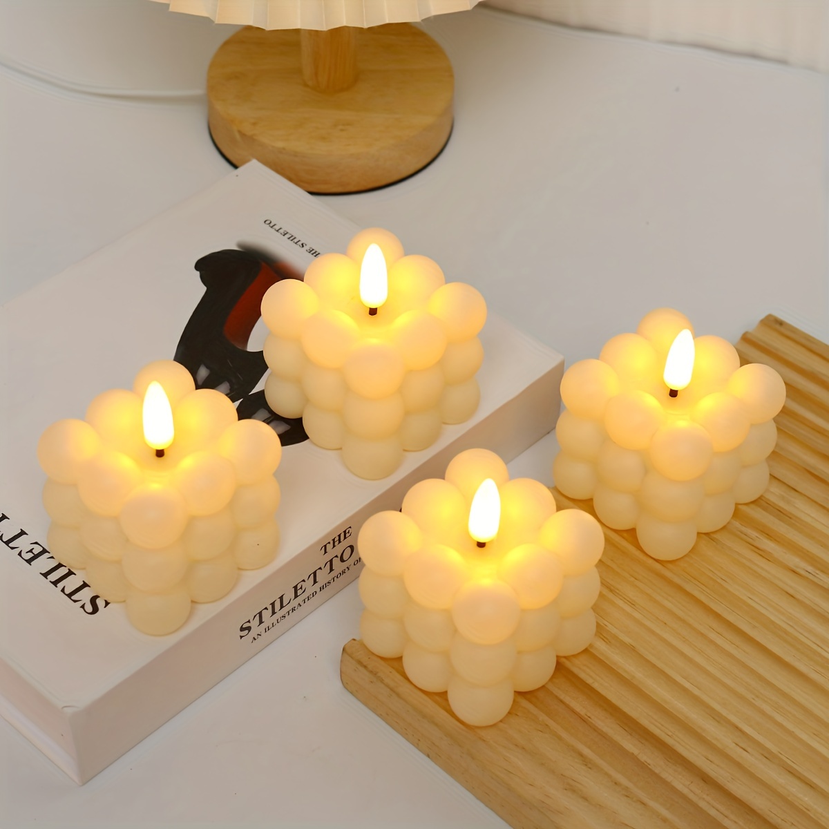 Led Mini Retro Simulation Candle Flame double Layer Square - Temu