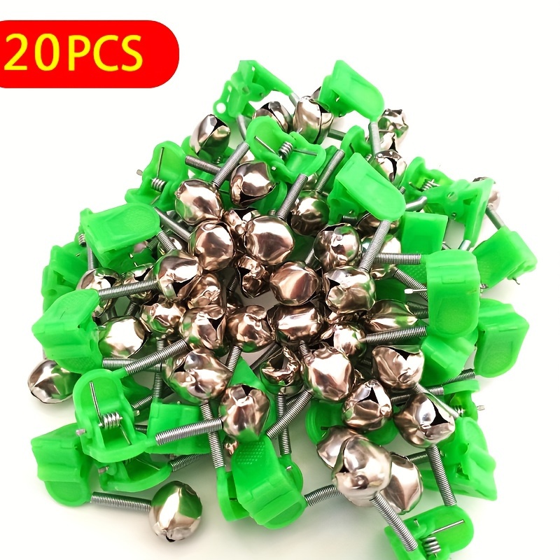 20pcs Fishing Alarm Bell Metal Ring Catch Sound Fish Clamp Indicator On Rod  Clip