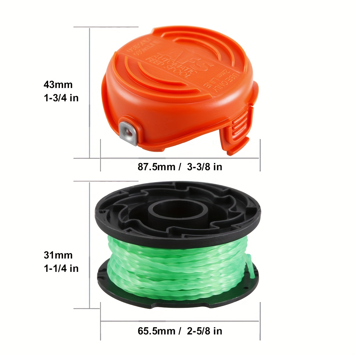 Autofeed String Trimmer Line Green Spool Weed Eater Line for SF-080 Black & Decker  GH3000 GH3000R LST540 LST540B, 3 PCS 