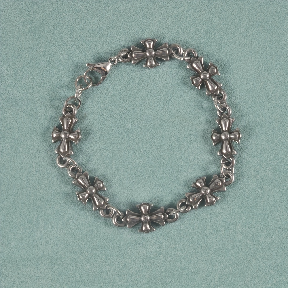 1pc Stainless Steel Gothic Vintage Crosses Bracelet For Men