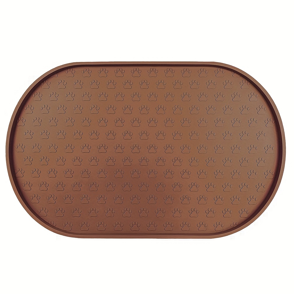 Pet Placemat, Oval Shaped Paw Print Dog Food Mat, Waterproof