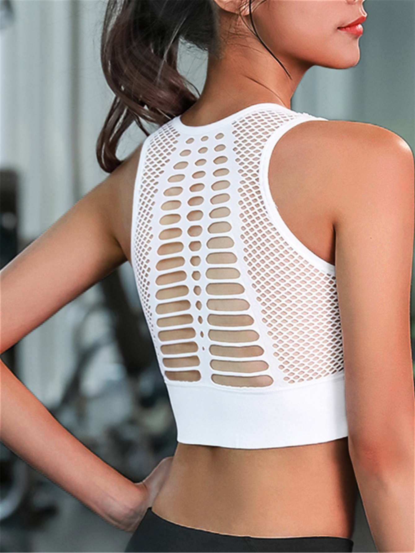 Skeleton Rocking with Game Controller Women's Sports Bra Wirefree  Breathable Yoga Vest Racerback Padded Workout Tank Top