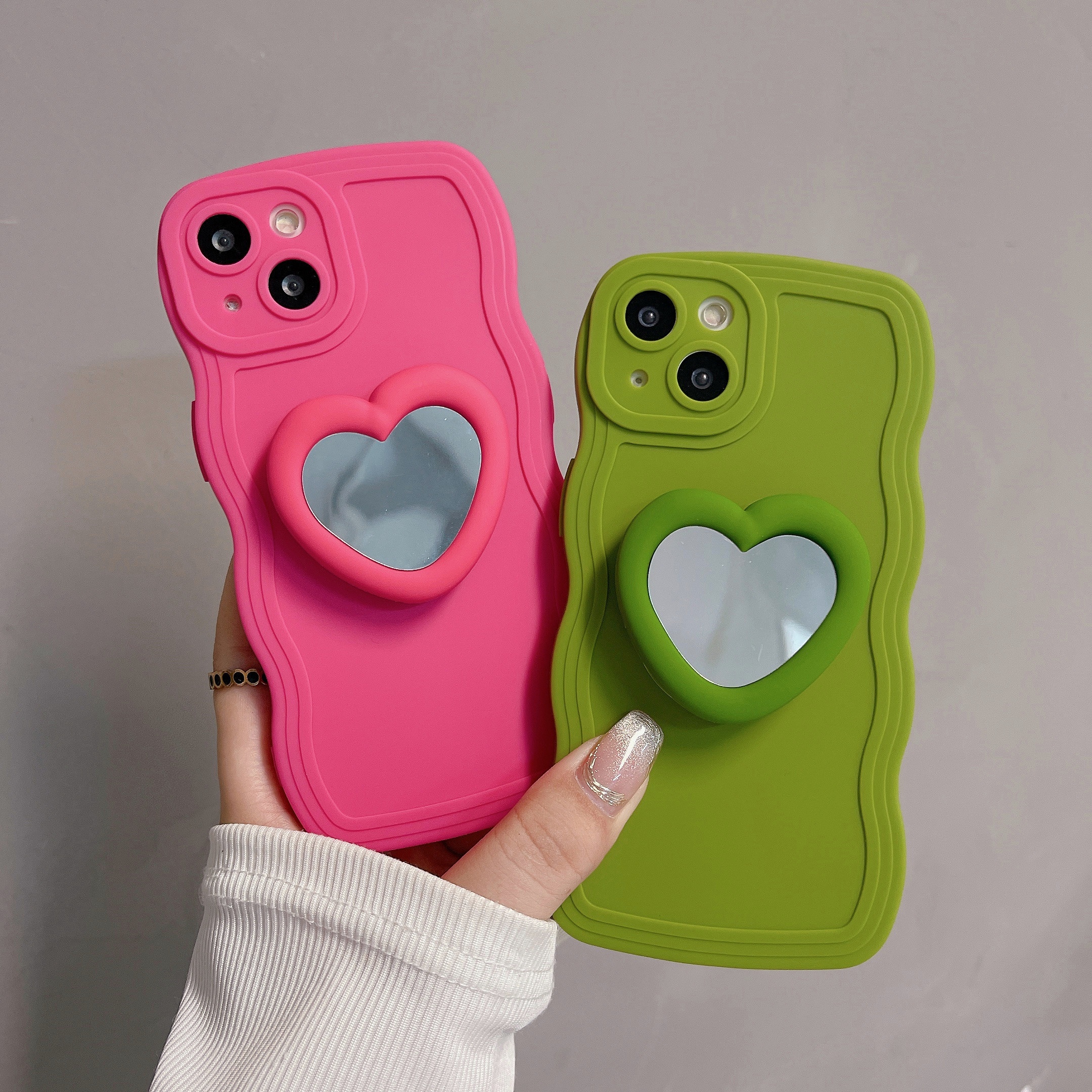  Caseative Cute Curly Wave Frame Shape Shockproof Soft  Compatible with iPhone Case (Pink,iPhone Xs Max) : Cell Phones & Accessories