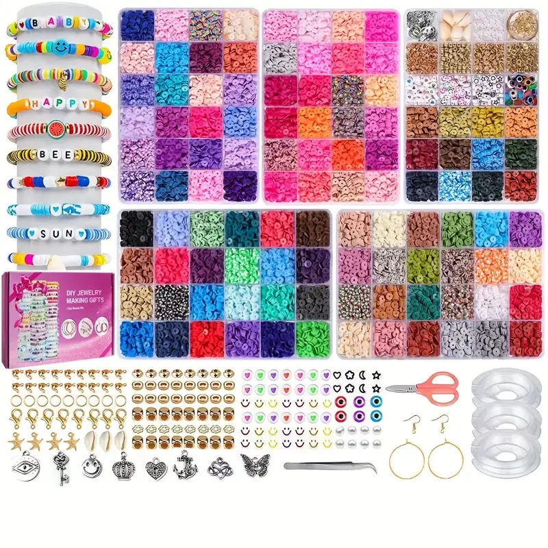 108 Color Clay Bead Bracelet Making Set Girl Gift Jewelry - Temu