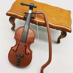 1.2*3.2in Mini Violin Simulated Miniature, Musical Instrument Home Decoration, Toy Decor Accessory For Doll House Model, Stage Property